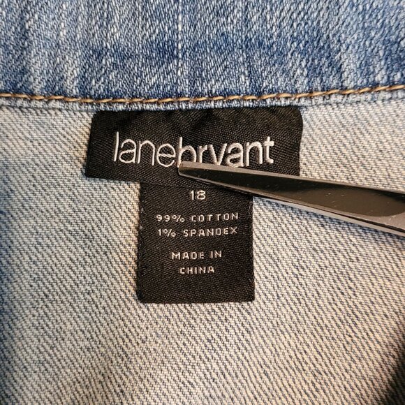 Lane Bryant Denim Trucker Jacket Size 18 Pockets Medium Light Wash Stretch Denim - Picture 4 of 10